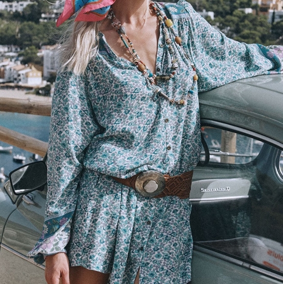 SOLD SPELL Sienna Tunic Dress in Jade NWT FSOT sz Large SOLD OUT online! - Picture 7 of 16